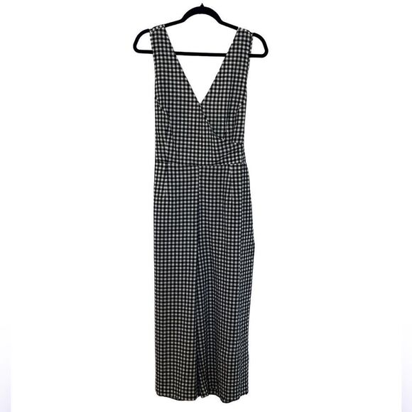Banana republic women’s petite large black & white checked Wide leg Romper NWT - Picture 1 of 14